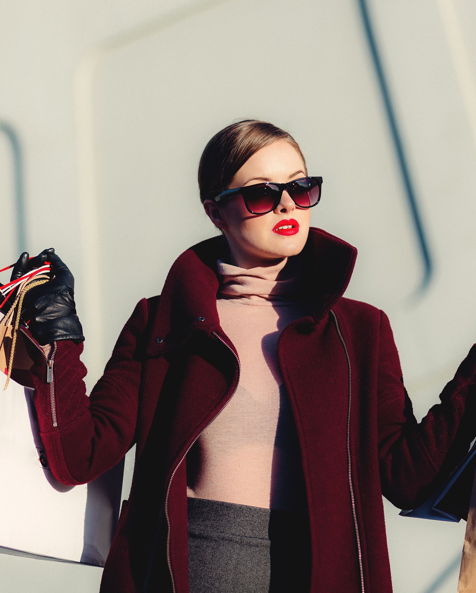 Stylish Girl with Shopping with Shopping Bags
